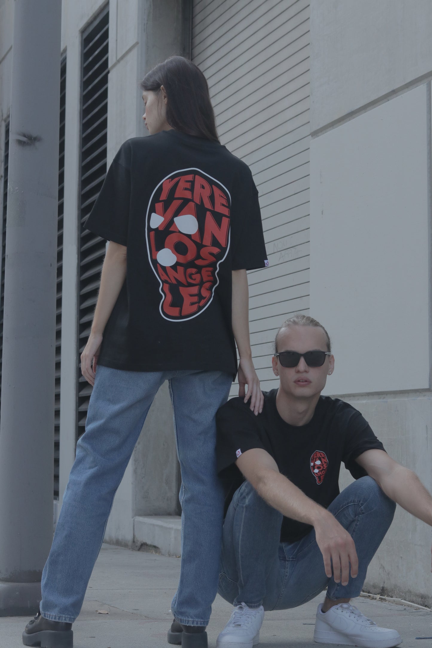 YEREVAN-LA SKI MASK OVERSIZED UNISEX BLACK T-SHIRT