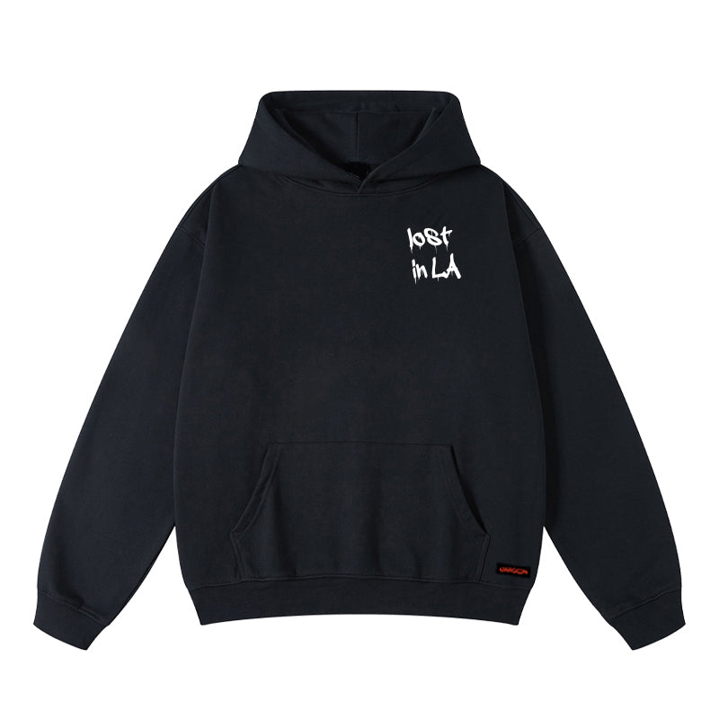 LOST IN LA OVERSIZED BLACK HOODIE