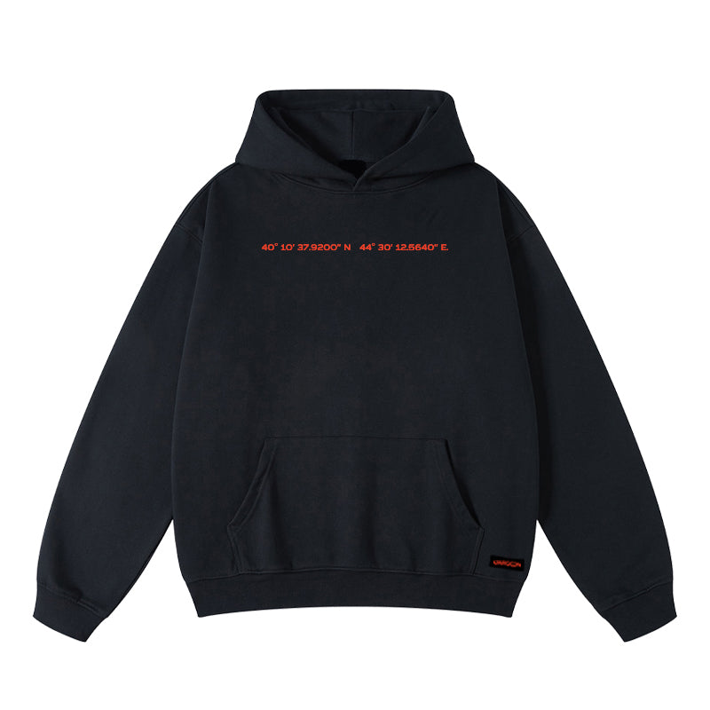 YEREVAN MAP OVERSIZED BLACK HOODIE